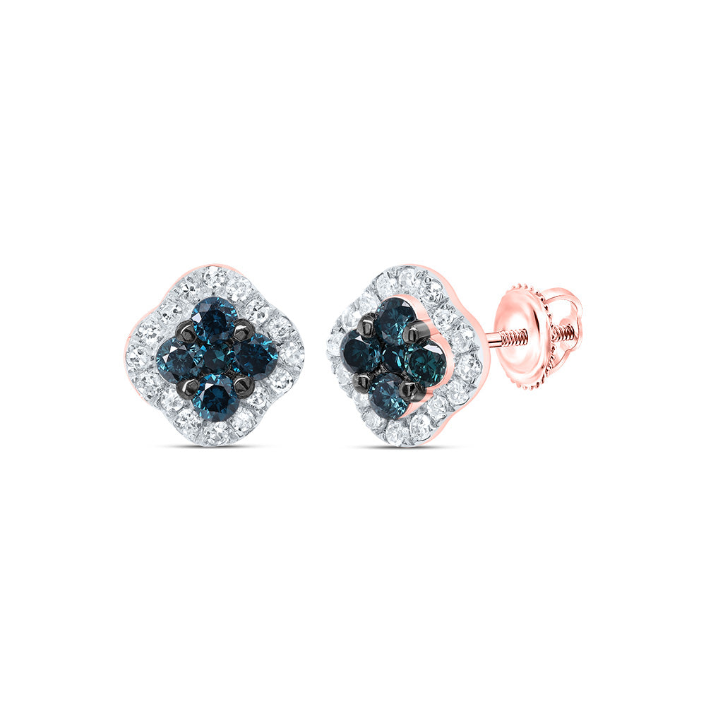 1/3Ctw-Dia P1 Gift Blue Diamond Clover Stud Earring
