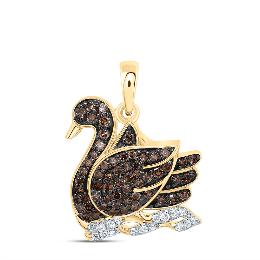 1/3Ctw-Dia P1 Gift Cognac Natural Diamond Swan Pendant (1.862 grams)