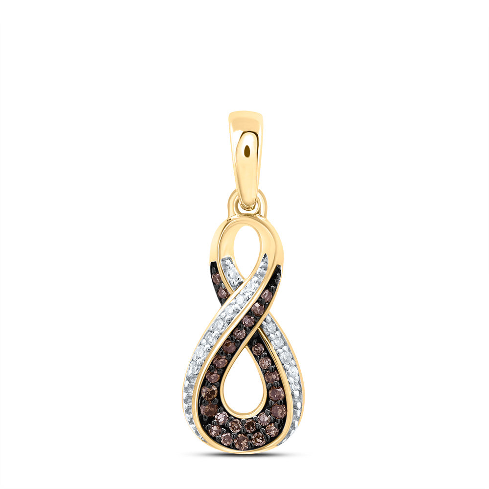 1/8Ctw-Dia P1 Gift Cognac Natural Diamond Infinity Pendant (0.8566 grams)