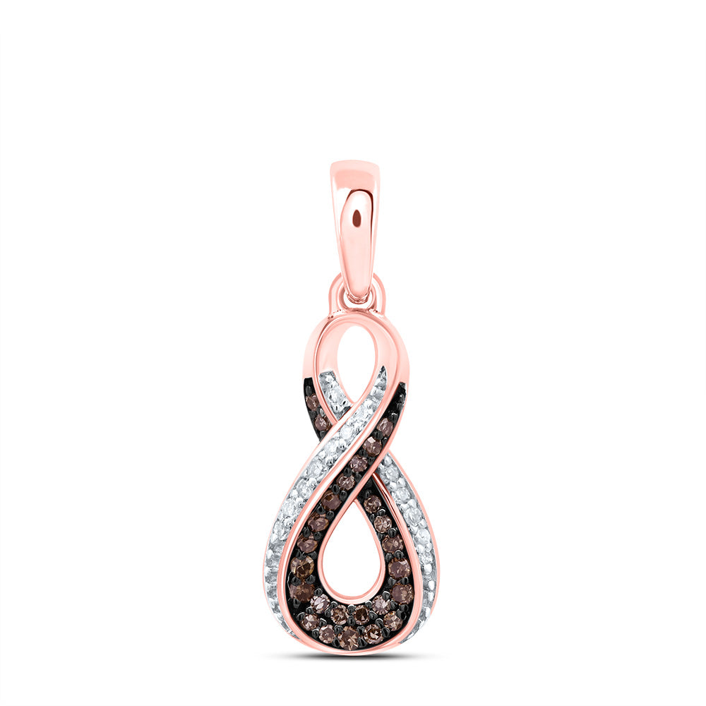 1/8Ctw-Dia P1 Gift Cognac Natural Diamond Infinity Pendant (0.8566 grams)
