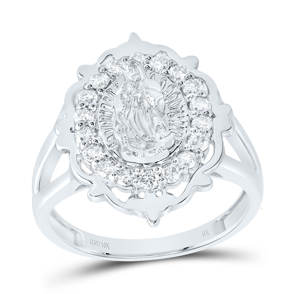 3/8Ctw-Dia Nk Fashion Virgin Mother Mary Ladies Ring (3.53 grams)