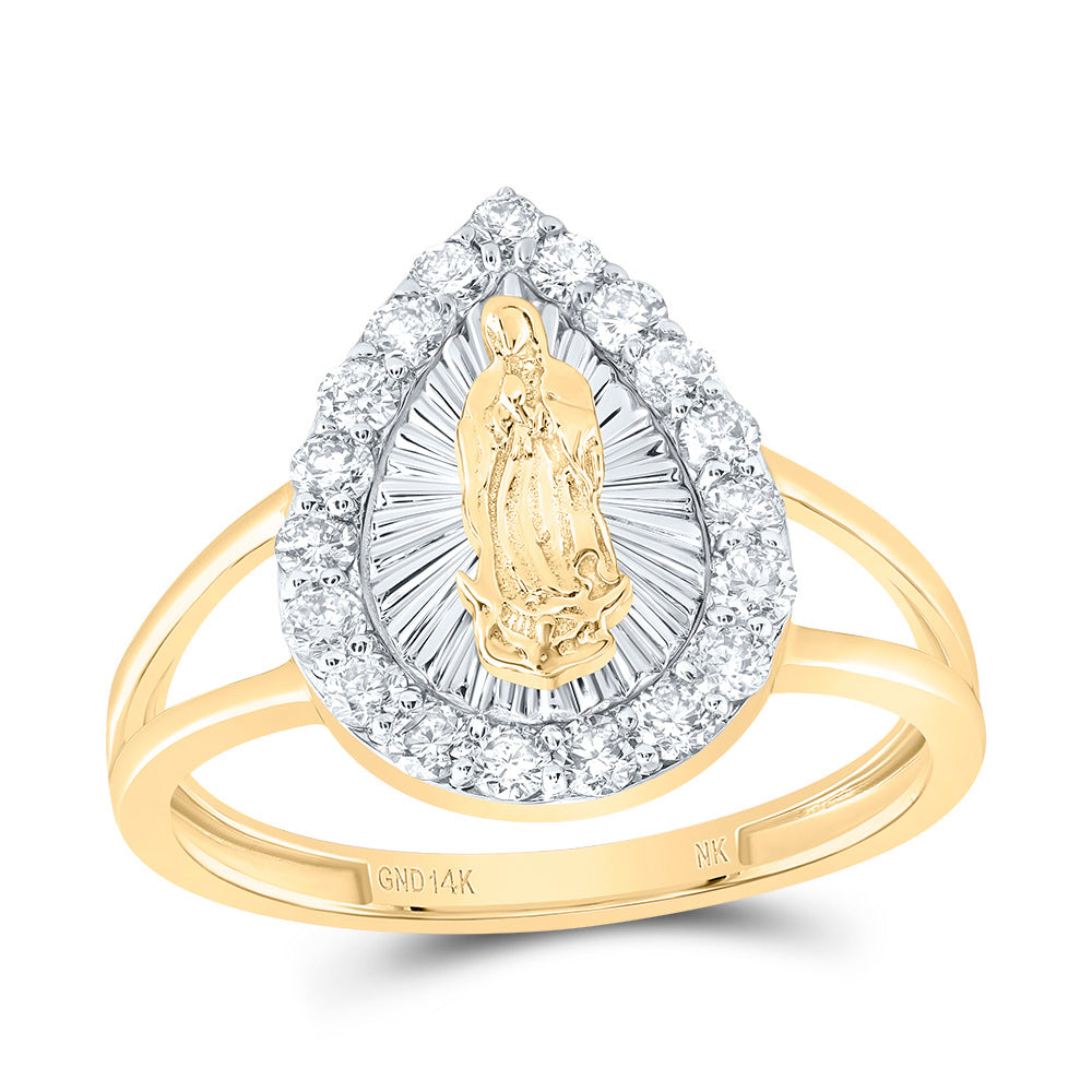 1/2Ctw-Dia Nk Fashion Virgin Mother Mary Pear Ladies Ring (2.77 grams)