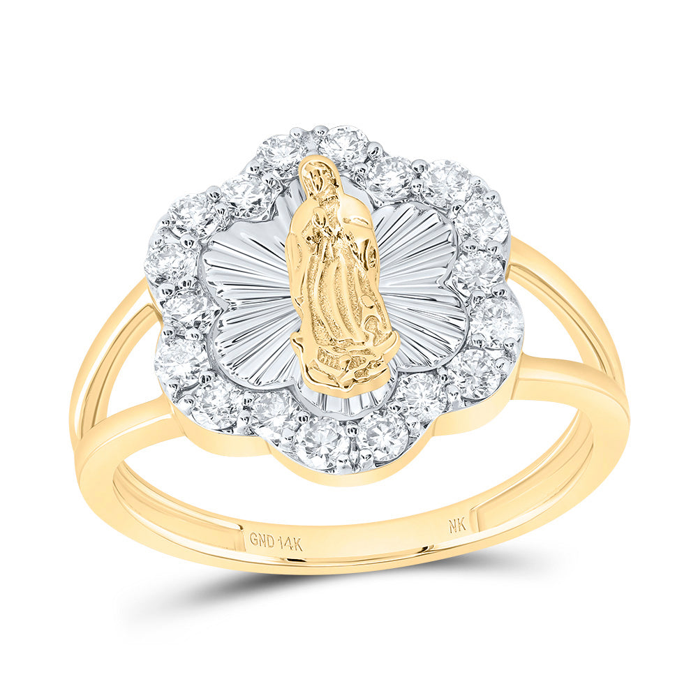 1/2Ctw-Dia Nk Fashion Virgin Mother Mary Flower Ladies Ring (2.85 grams)