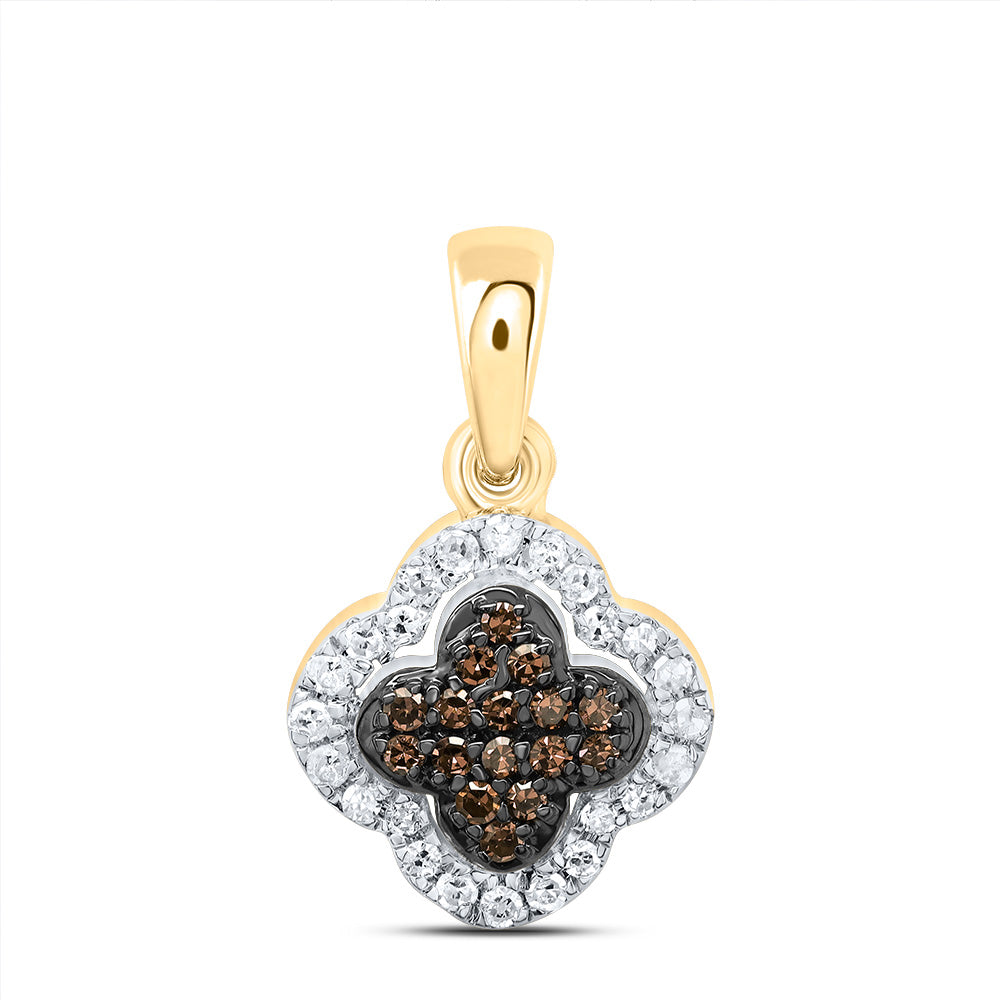 1/6Ctw-Dia P1 Gift Cognac Natural Diamond Clover Pendant (0.867 grams)
