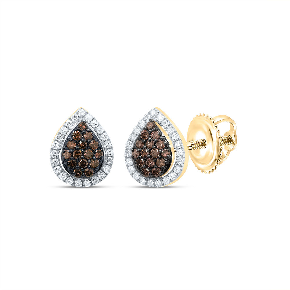 1/4Ctw-Dia P1 Gift Cognac Natural Diamond Pear Stud Earring