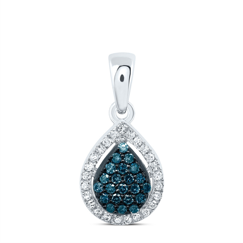 1/6Ctw-Dia P1 Gift Blue Diamond Pear  Pendant (0.769 grams)