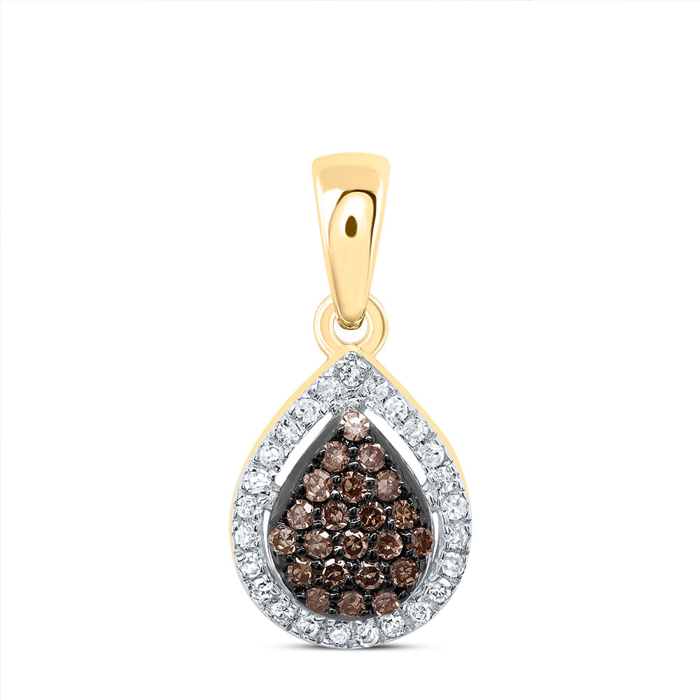 1/6Ctw-Dia P1 Gift Cognac Natural Diamond Pear Pendant (0.7596 grams)