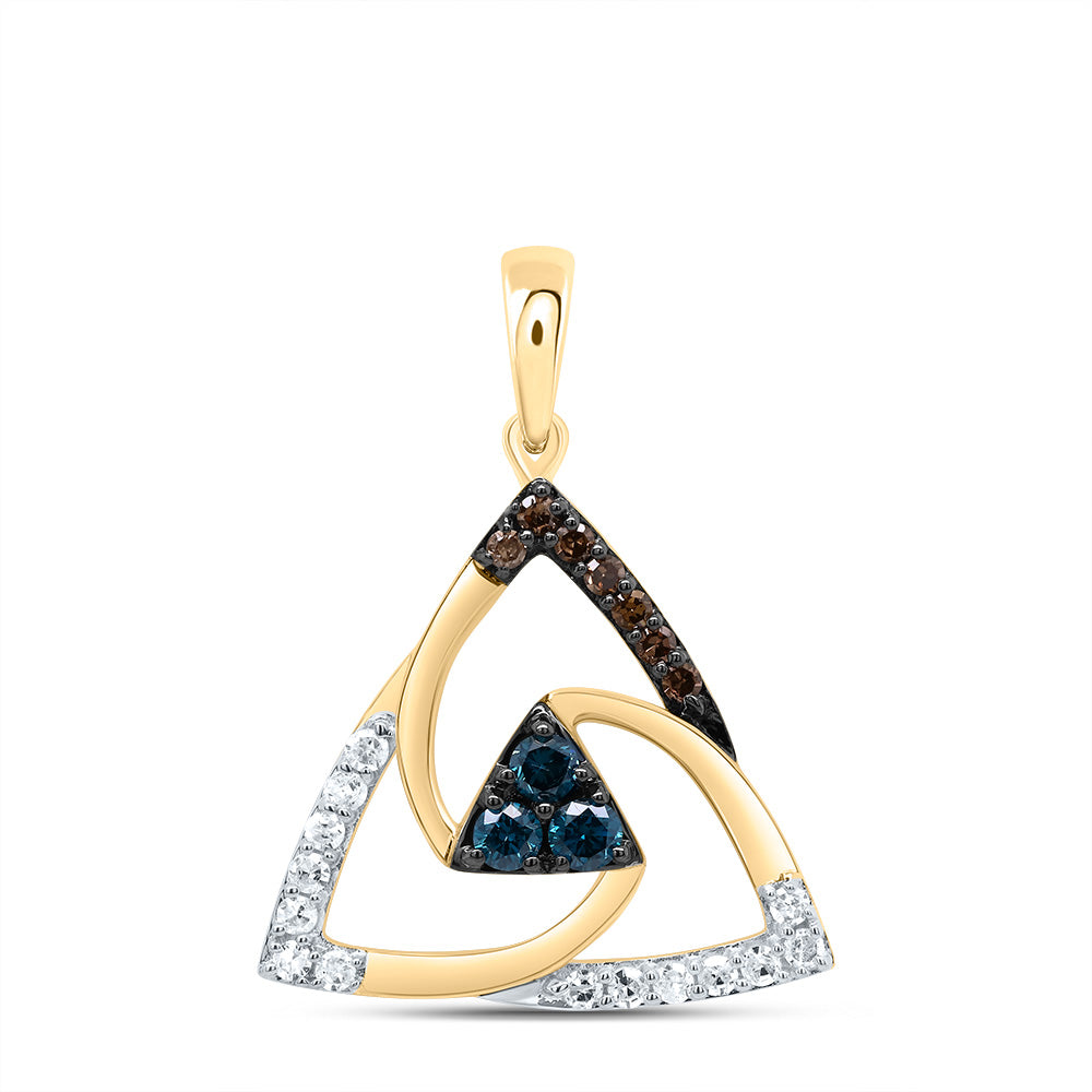 1/4Ctw-Dia P1 Gift Cognac Natural, Blue-Dia Triangle Pendant  (0.93 grams)