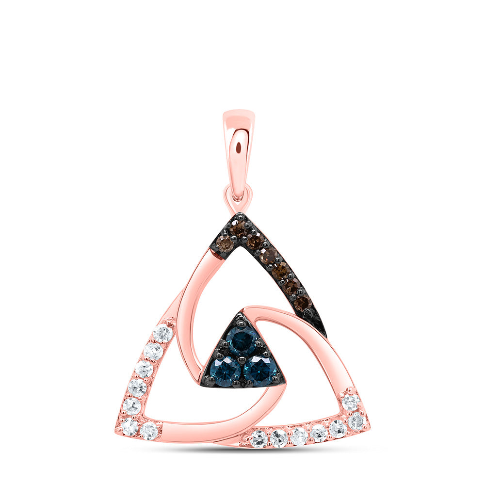 1/4Ctw-Dia P1 Gift Cognac Natural, Blue-Dia Triangle Pendant  (0.98 grams)