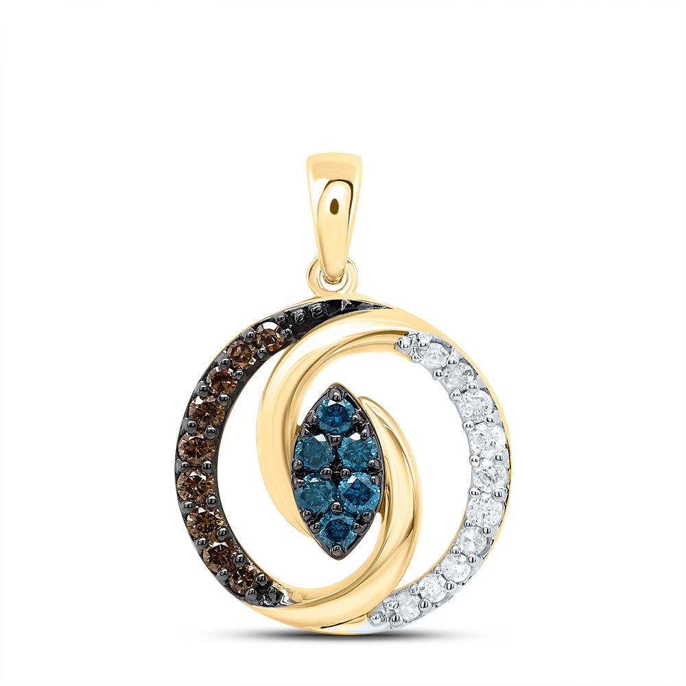 1/3Ctw-Dia P1 Gift Cognac Natural, Blue-Dia Round Pendant (1.93 grams)