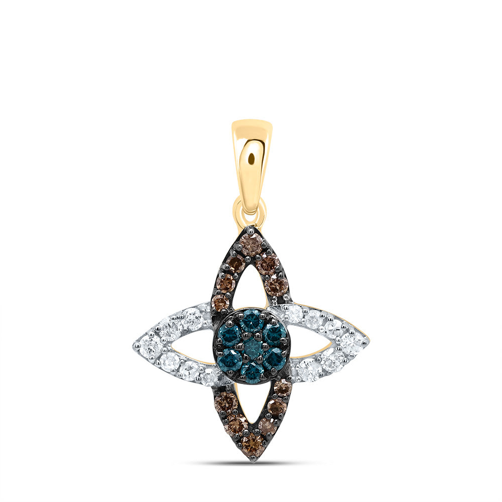 1/3Ctw-Dia P1 Gift Cognac Natural, Blue-Dia Pendant  (0.97 grams)