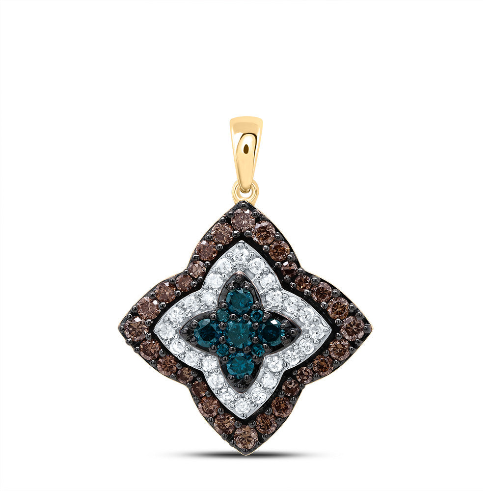 3/4Ctw-Dia P1 Gift Cognac Natural, Blue-Dia Pendant  (2.67 grams)
