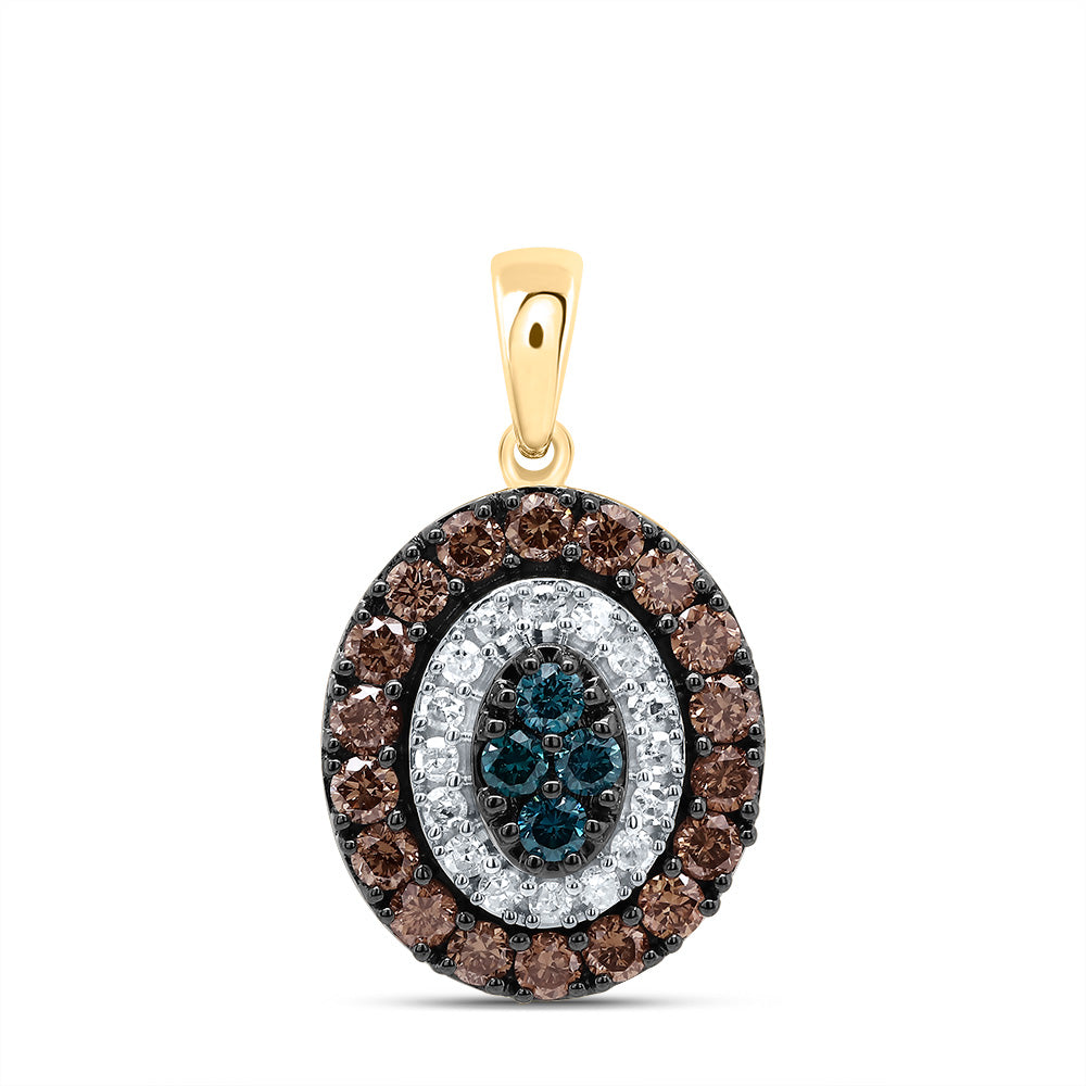 5/8Ctw-Dia P1 Gift Cognac Natural, Blue-Dia Oval Pendant  (1.73 grams)