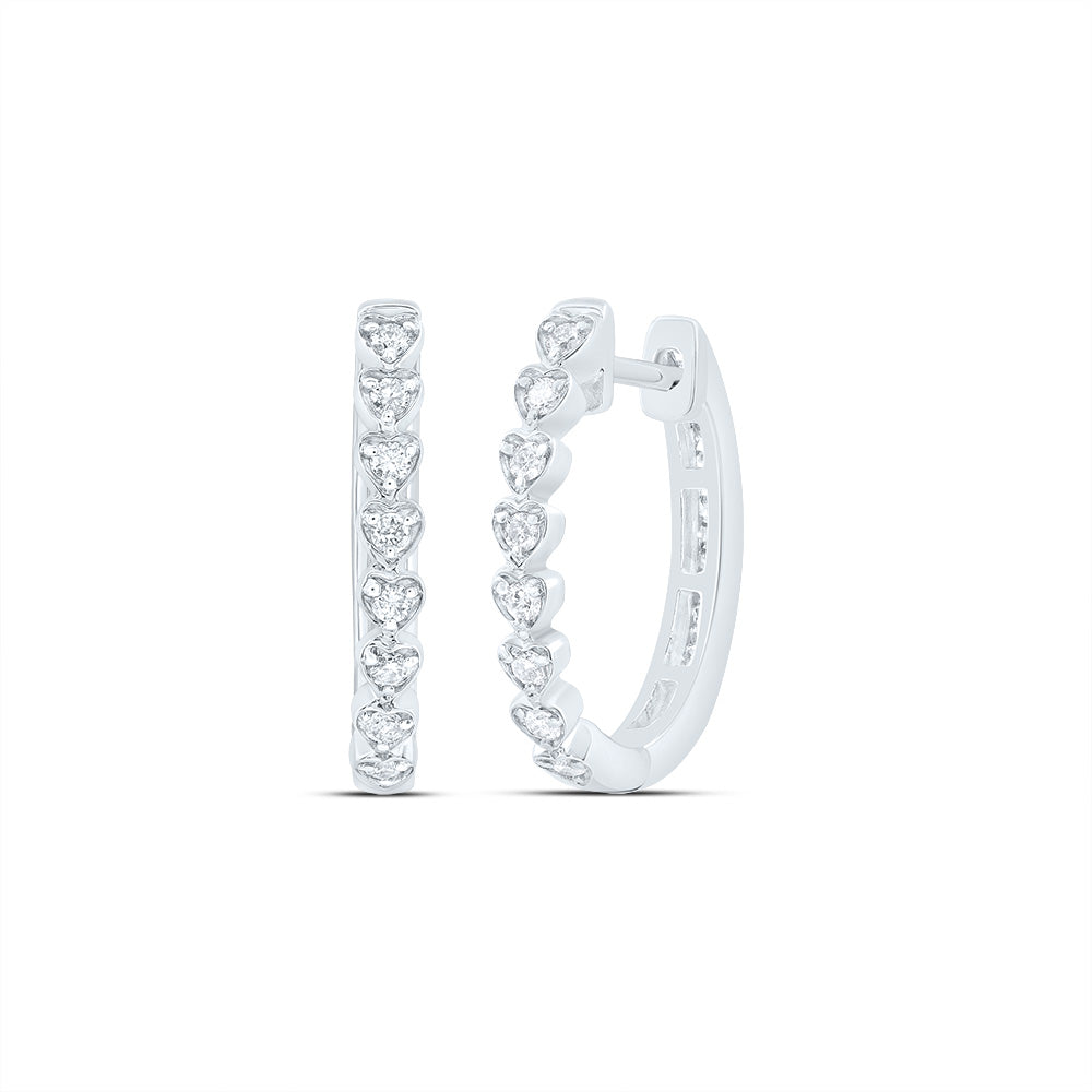 3/8Ctw-Nat Dia Cn Fashion Heart Hoop Earring