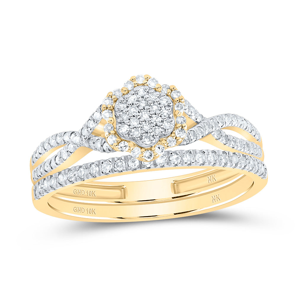 1/3Ctw-Nat Dia Nk Fashion Flower Bridal Set (1.93 grams)