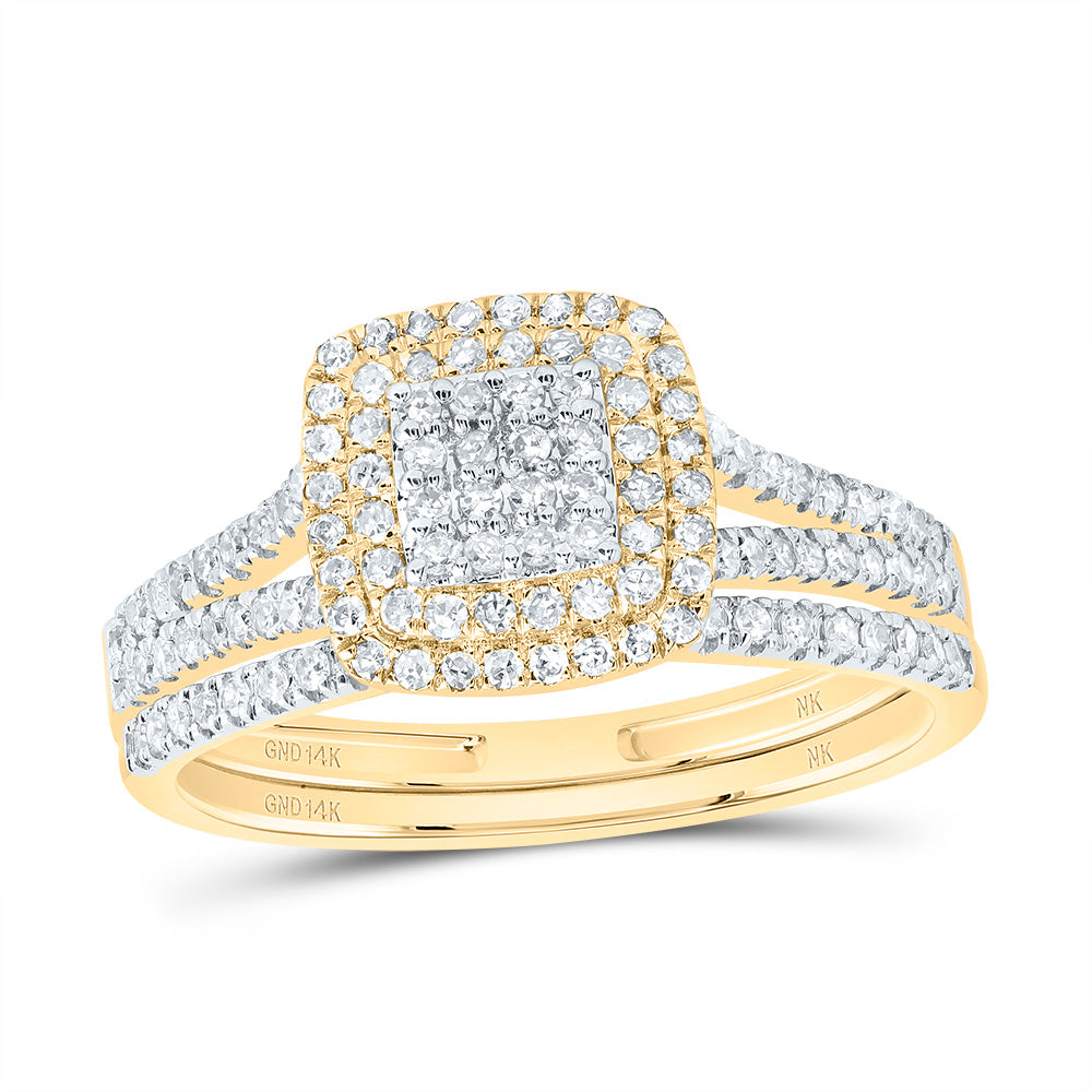 1/2Ctw-Nat Diamond Cushion Double Halo Bridal Set (3.04 grams)