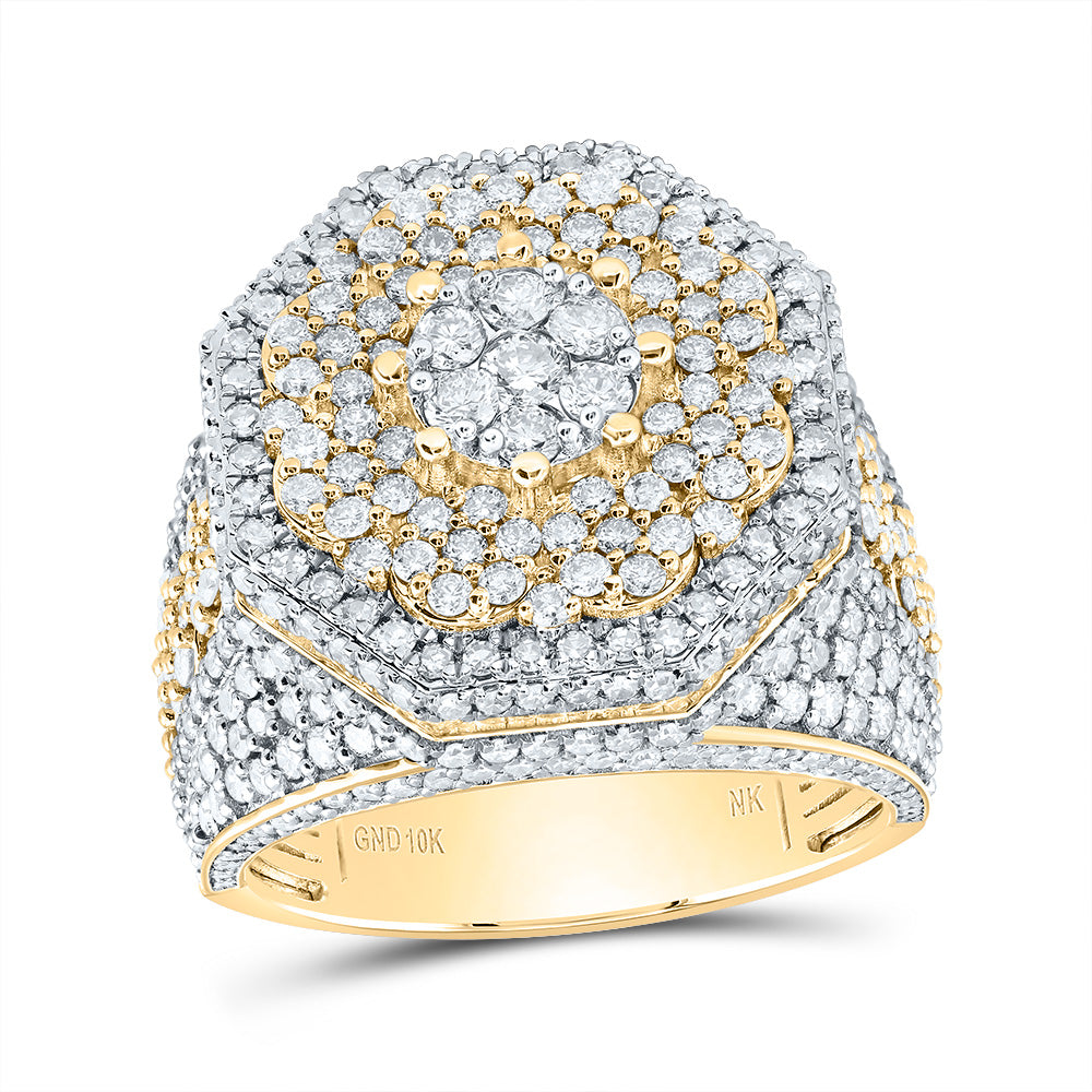 4 Ctw-Nat Dia Nk Fashion Octagon Men's Ring (12.07 grams)