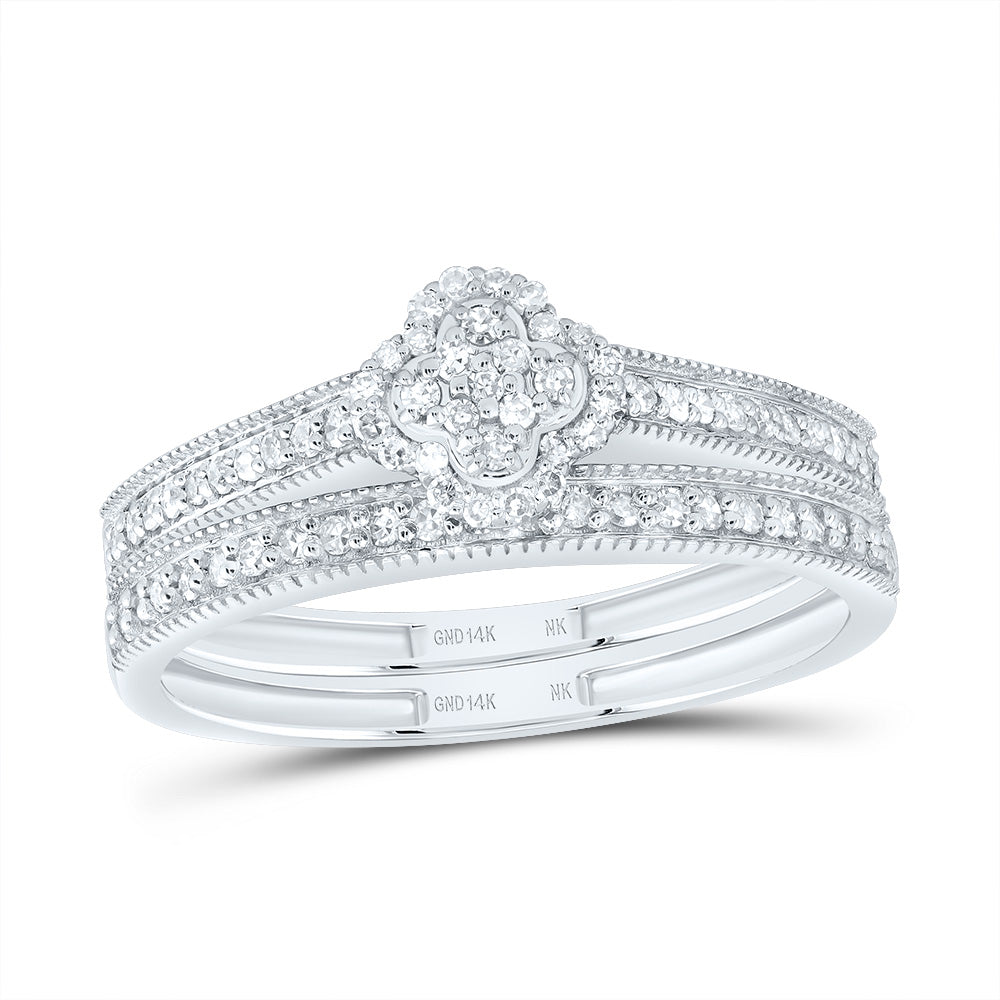 1/4Ctw-Nat Dia Nk Fashion Clover Bridal Set (2.56 grams)