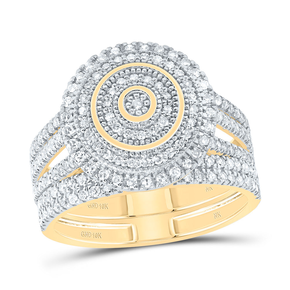 5/8Ctw-Nat Dia Nk Round Double Halo Bridal Set (4.19 grams)