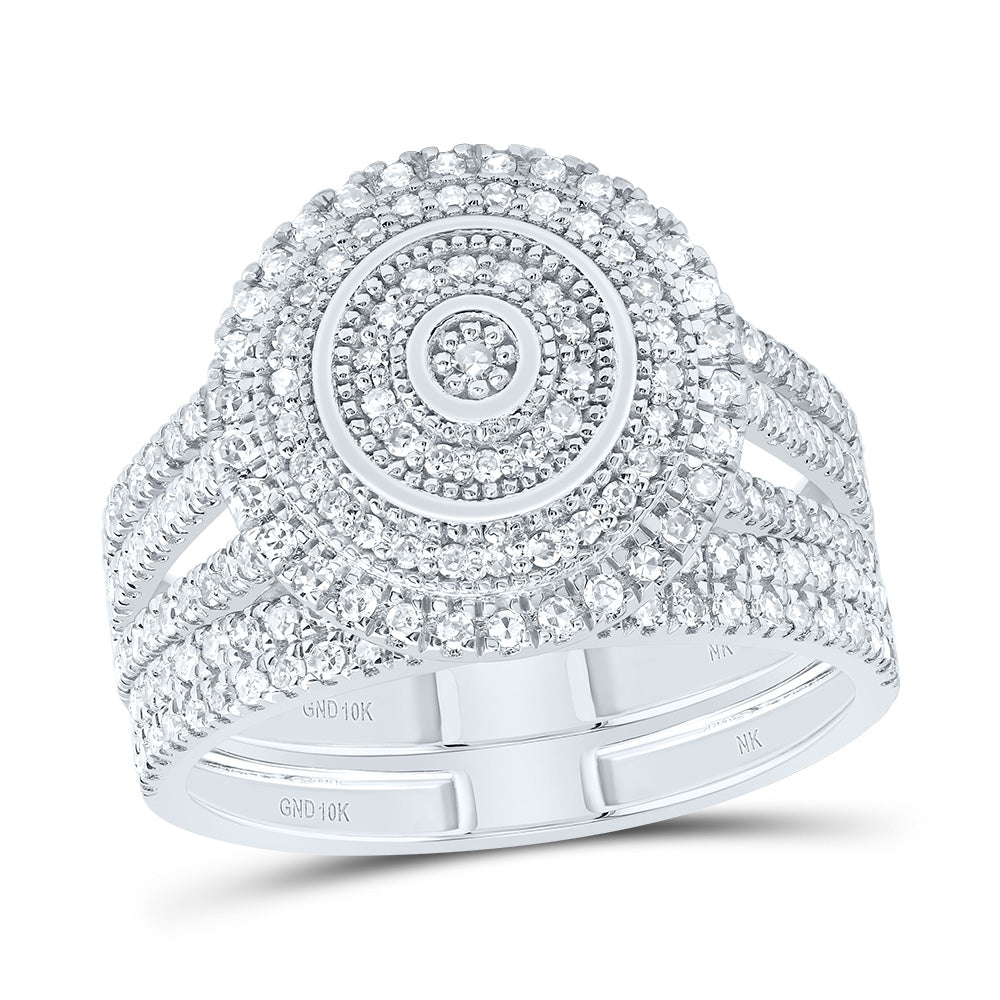 5/8Ctw-Nat Dia Nk Round Double Halo Bridal Set (4.16 grams)