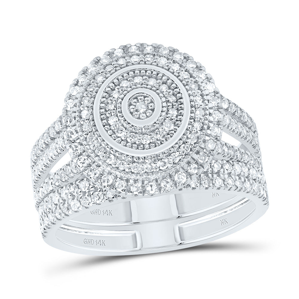 5/8Ctw-Nat Dia Nk Round Double Halo Bridal Set (4.09 grams)