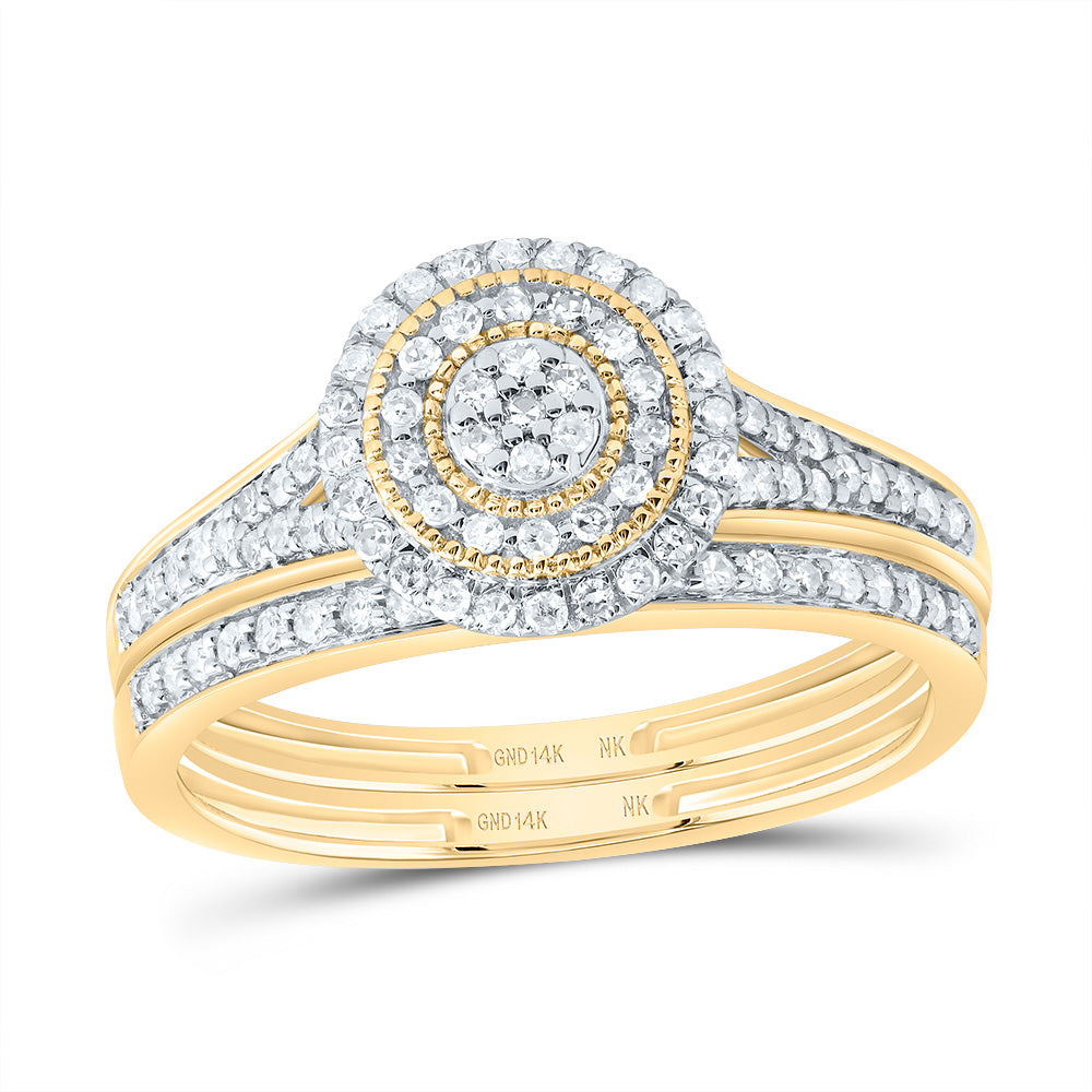 3/8Ctw-Nat Diamond Round Double Halo Bridal Set (2.79 grams)