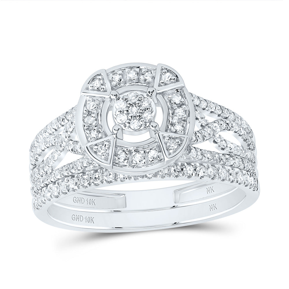 1/2Ctw-Nat Dia Nk Fashion Round Bridal Set (3.38 grams)