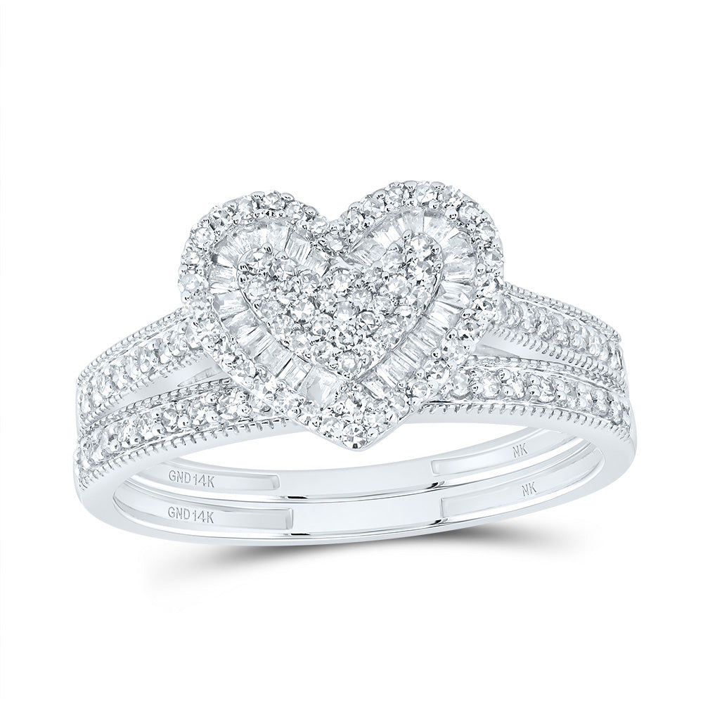 1/2Ctw-Nat Dia Nk Fashion Heart Bridal Set (2.66 grams)