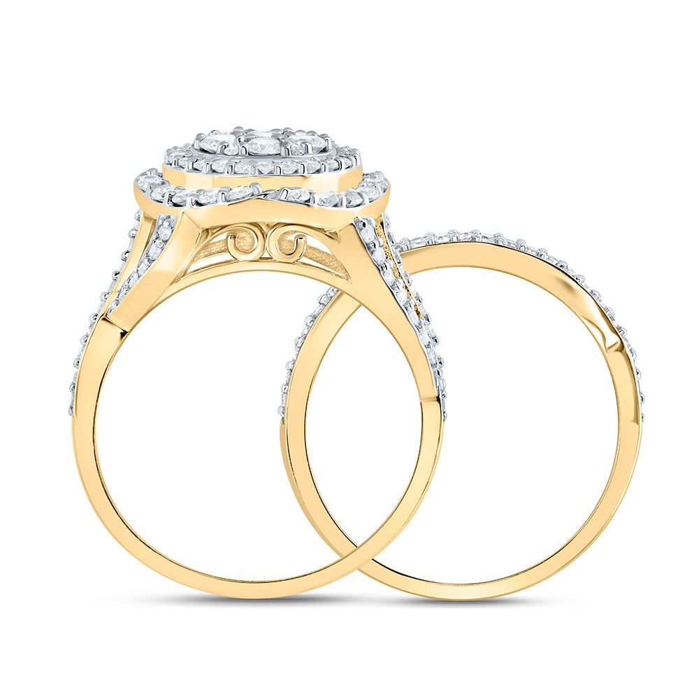 1 1/5Ctw-Nat Dia Nk Fashion Flower Bridal Set (4.14 grams)