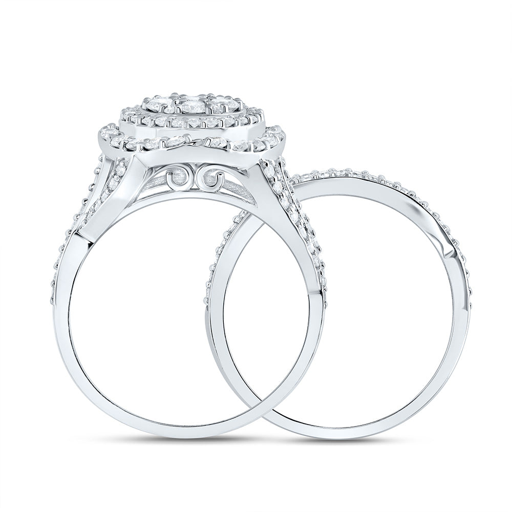 1 1/5Ctw-Nat Diamond Fashion Flower Bridal Set (4.22 grams)