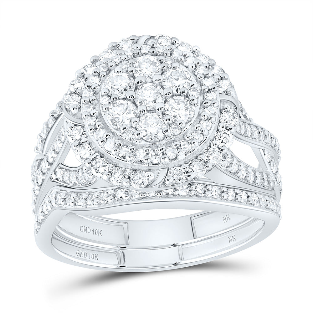 1 1/5Ctw-Nat Diamond Fashion Flower Bridal Set (4.22 grams)