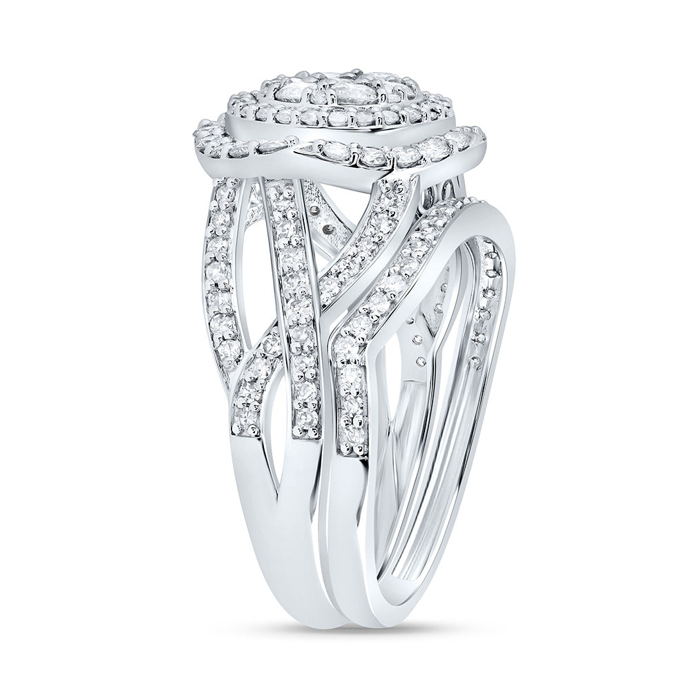 1 1/5Ctw-Nat Dia Nk Fashion Flower Bridal Set (4.4 grams)