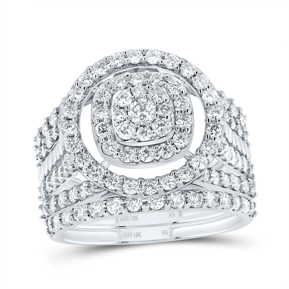 1 3/4Ctw-Nat Dia Nk Fashion Round Bridal Set (5.8 grams)