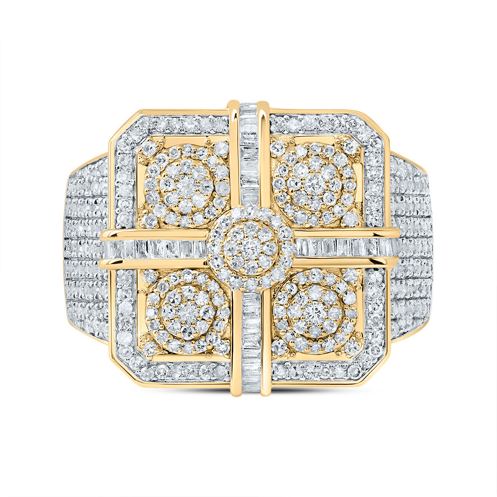 1 3/4Ctw-Nat Dia Nk Square Mens Ring (8.94 grams)