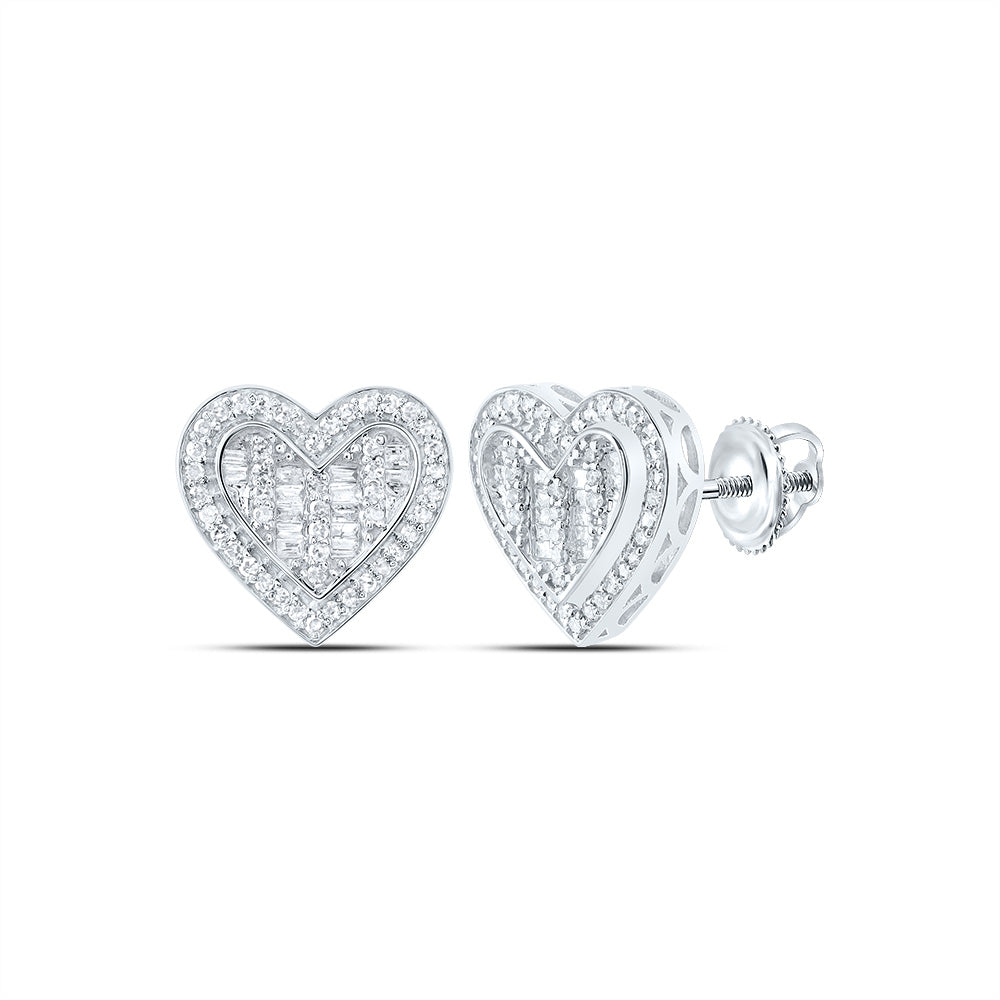 1/2Ctw-Nat Dia Nk Fashion Heart Stud Earring
