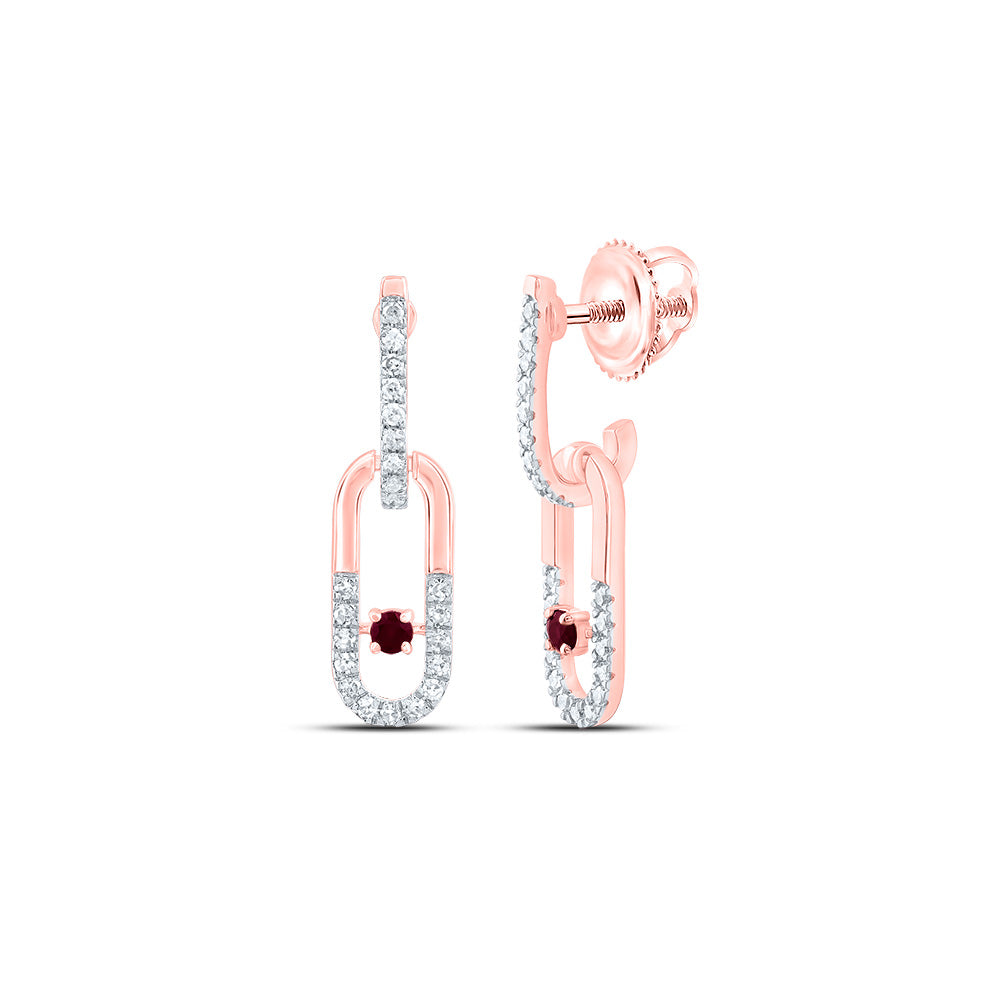 1/6Ctw-Nat Dia Cn 1.8Mm Rd-Ru Nat Gem Paper Clip Dangling Earring