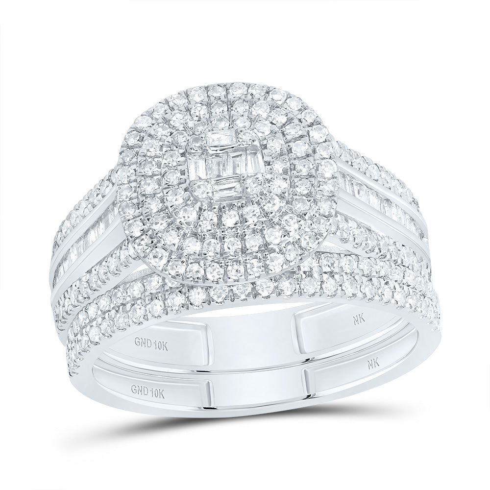 7/8Ctw-Dia Nk Cushion Double Halo Bridal Set (2.92 grams)