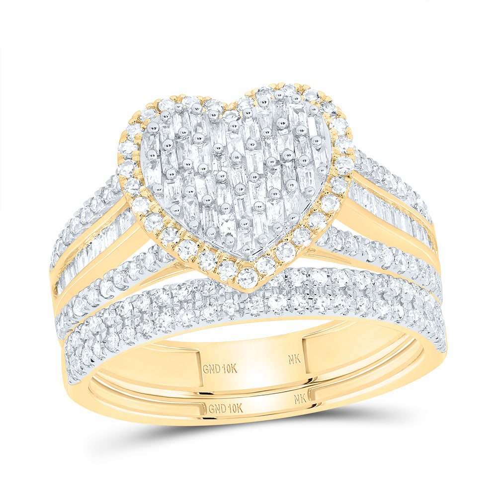 3/4Ctw-Nat Dia Nk Fashion Heart Bridal Set (3.02 grams)