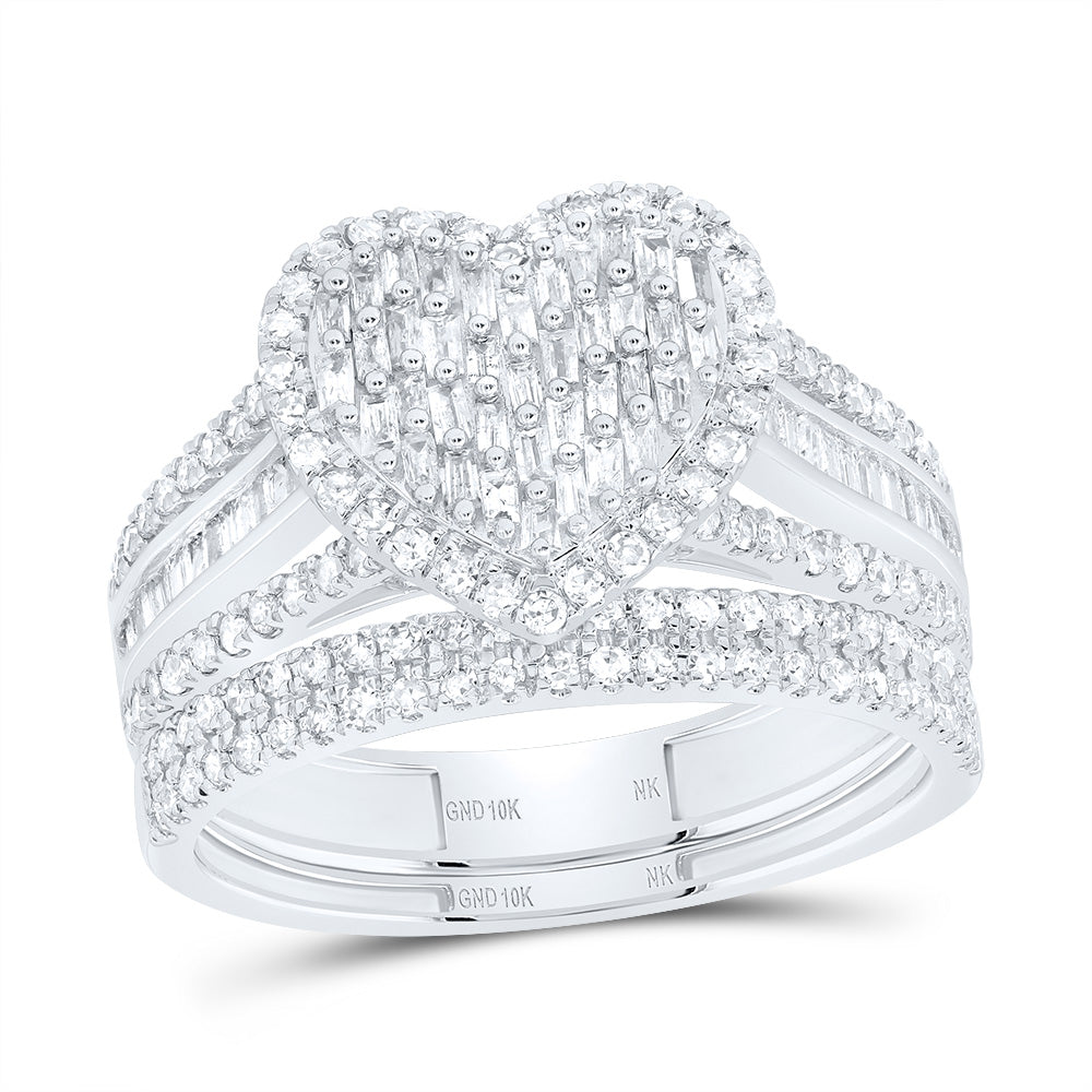 3/4Ctw-Nat Dia Nk Fashion Heart Bridal Set (3.05 grams)