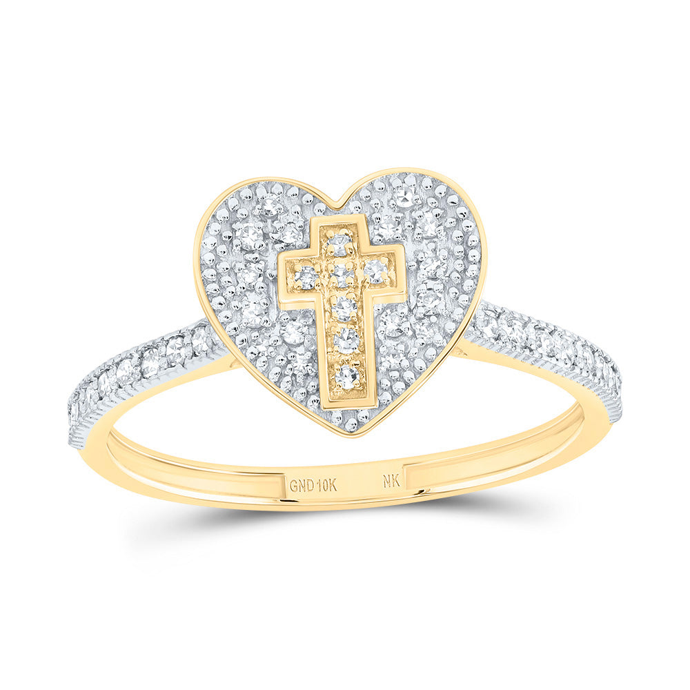 1/5Ctw-Nat Dia Nk Gift Cross Heart Ring (1.23 grams)