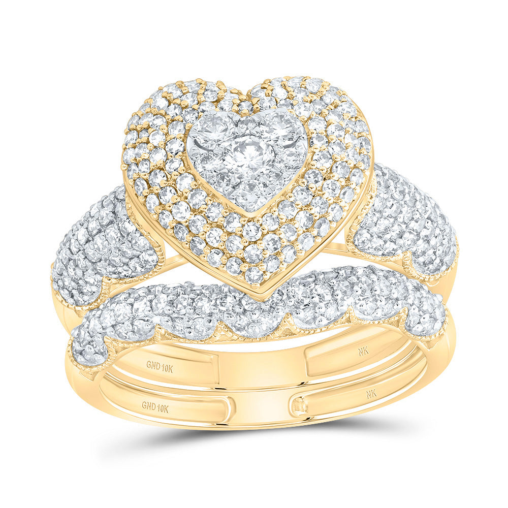 1 1/5Ctw-Nat Dia Nk Fashion Heart Bridal Set (3.32 grams)