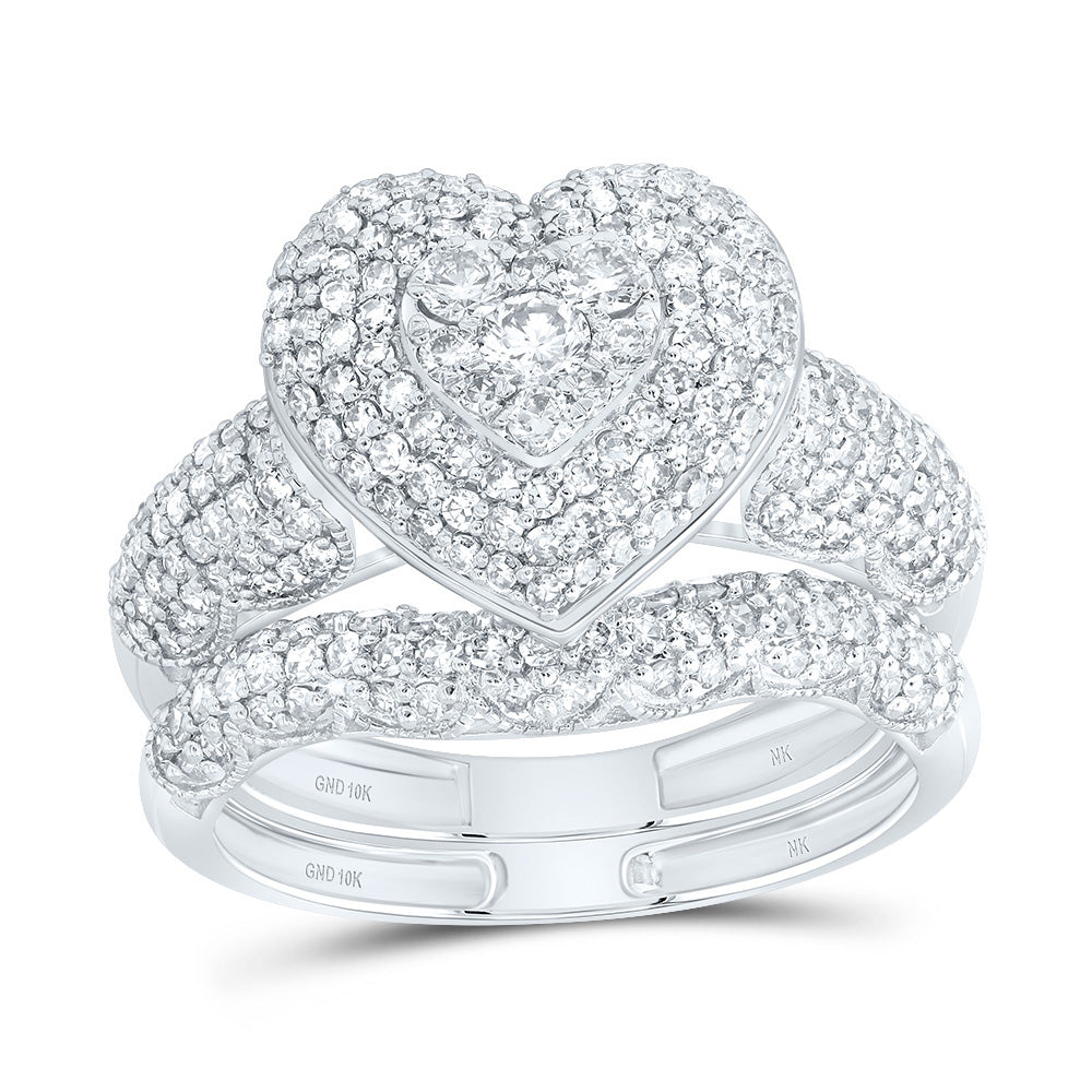 1 1/5Ctw-Nat Dia Nk Fashion Heart Bridal Set (3.27 grams)