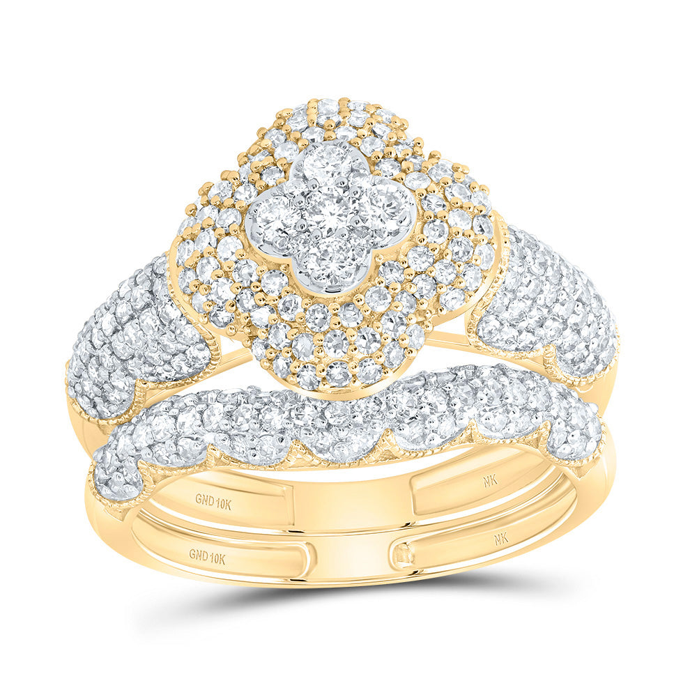 1Ctw-Dia Nk Fashion Clover Bridal Set (3.22 grams)