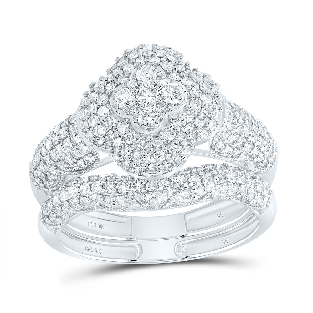 1Ctw-Dia Nk Fashion Clover Bridal Set (3.27 grams)