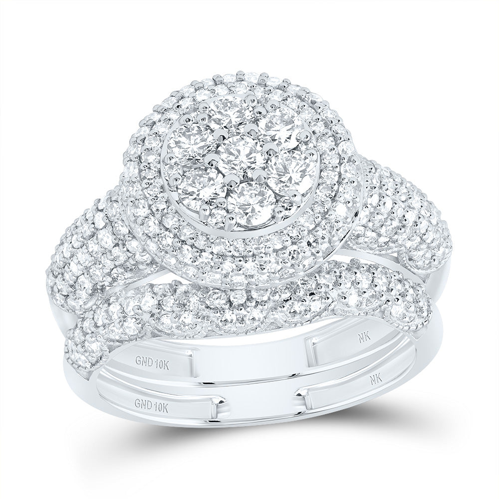 1 1/2Ctw-Dia Nk Fashion Round Flower Bridal Set (3.62 grams)