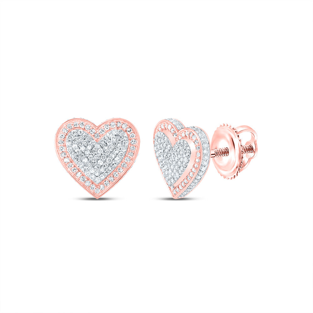 3/4Ctw-Nat Dia Nk Fashion Heart Stud Earring