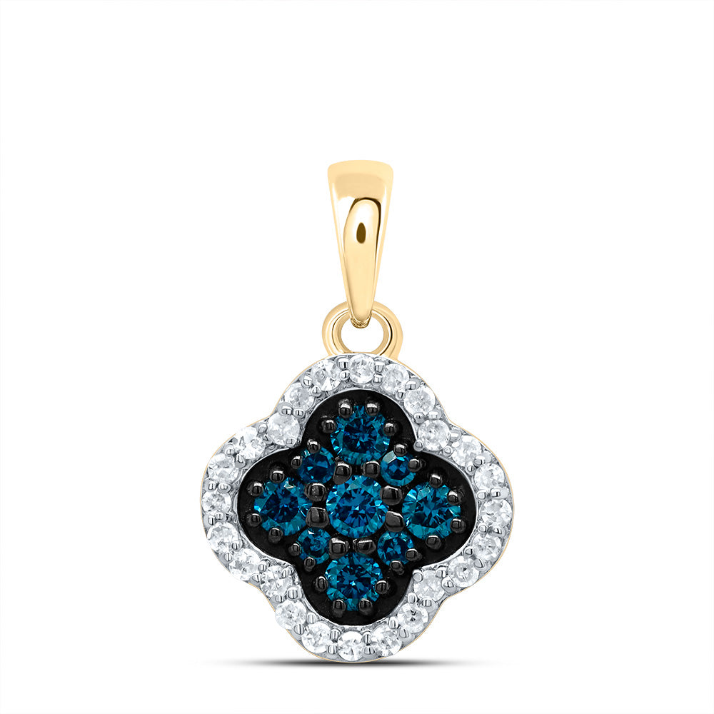 1/4Ctw-Dia P1 Gift Blue Diamond Clover Pendant (0.8004 grams)