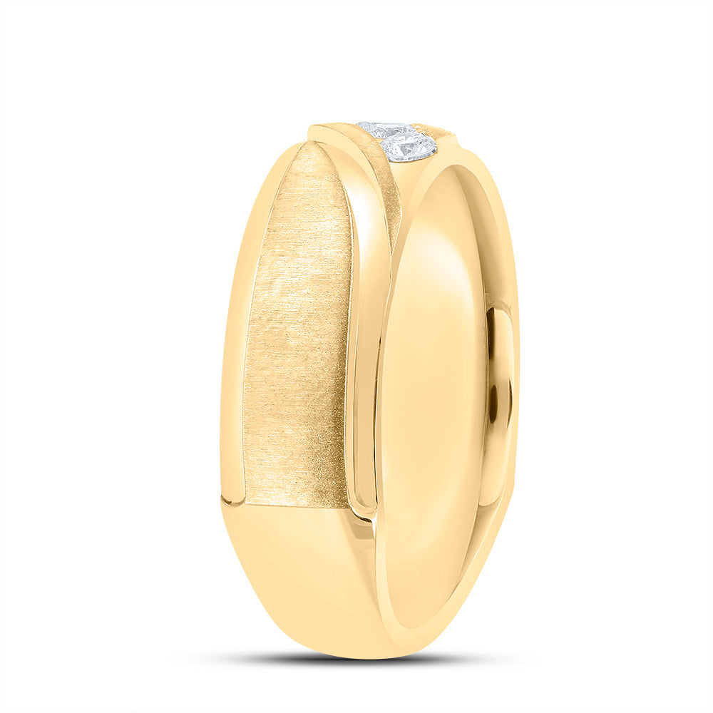 1/4Ctw-Dia Cn Mens  Machine-Set Band (9.15 grams)