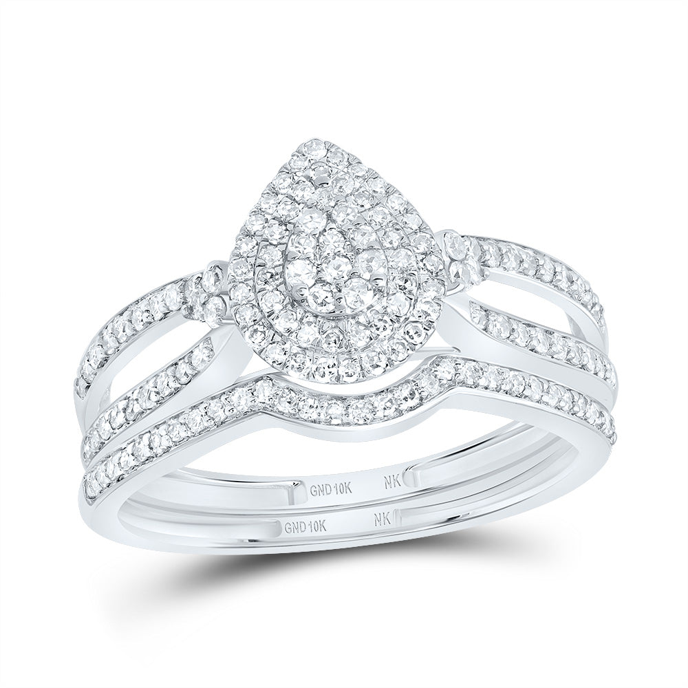 1/2Ctw-Dia Nk Pear Double Halo Bridal Set (2.69 grams)