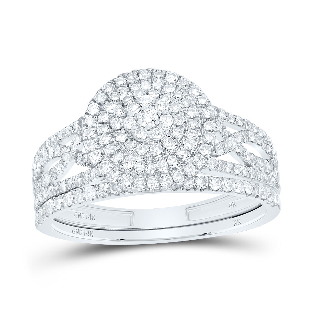 3/4Ctw-Dia Nk Round Double Halo Bridal Set (3.24 grams)